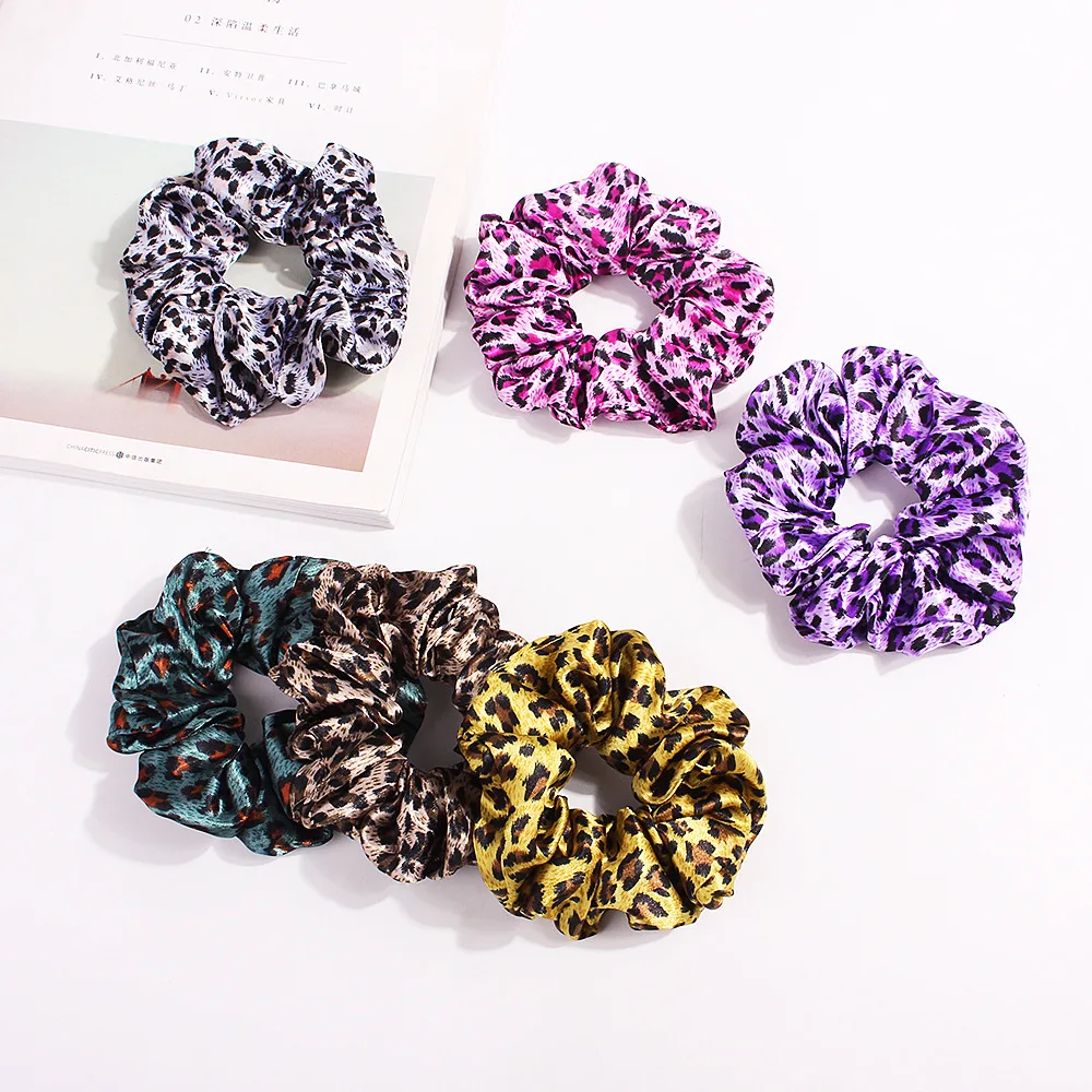 hot Sale 1pc Rainbow stripes Printed Leopard fashion lady hair ring Scrunchie Elastic Hair Band Hair Ties Rope Hair Accessories