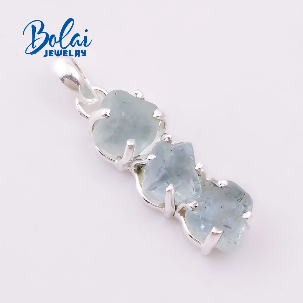 bolai,Natural aquamarine rough pendant, simple design 925 sterling silver suitable for any occasion to wear fashion jewelry