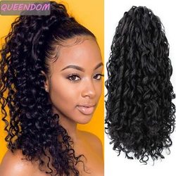 Extensiones de cabello rizado Afro para mujer, coleta con cordón, Clip degradado, coleta sintética Afroamericana