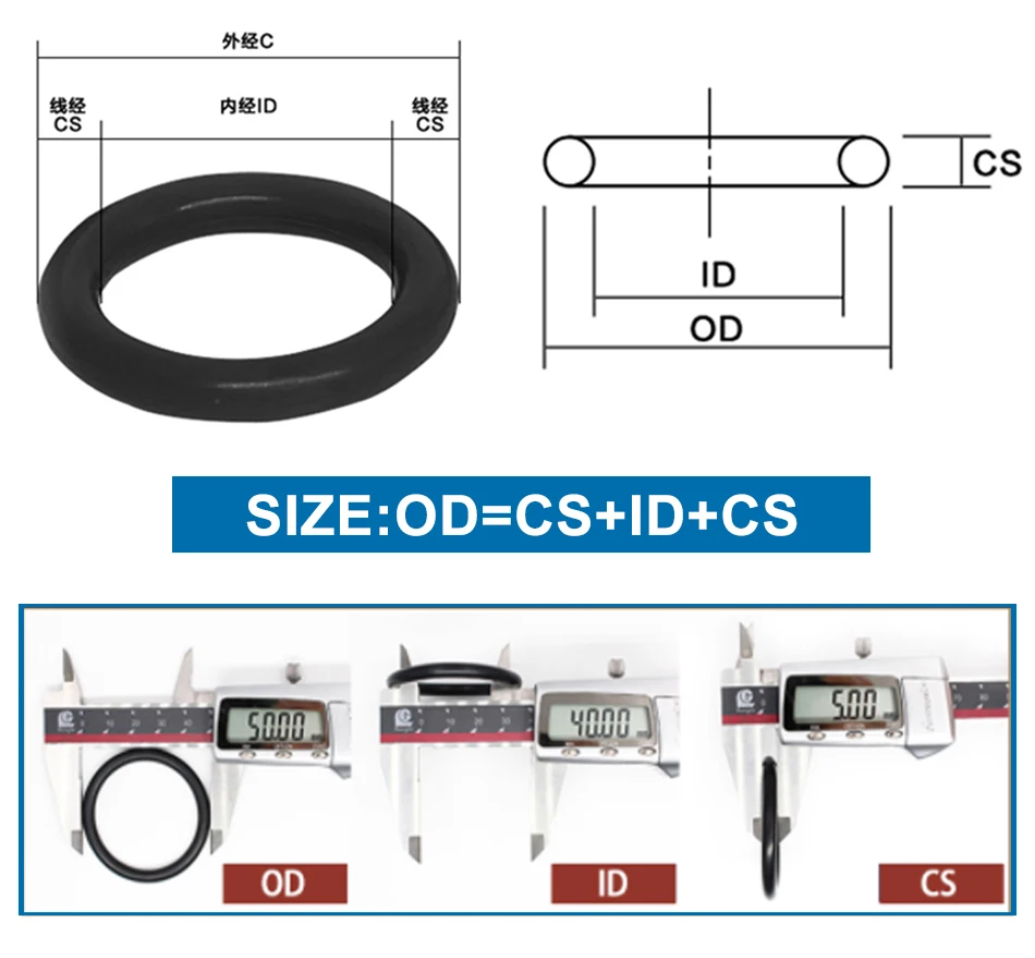 CS1.5mm OD4-125 NBR O Ring Seal Gasket Thickness Oil and Wear Resistant Automobile Petrol Nitrile Rubber O-Ring Waterproof Black