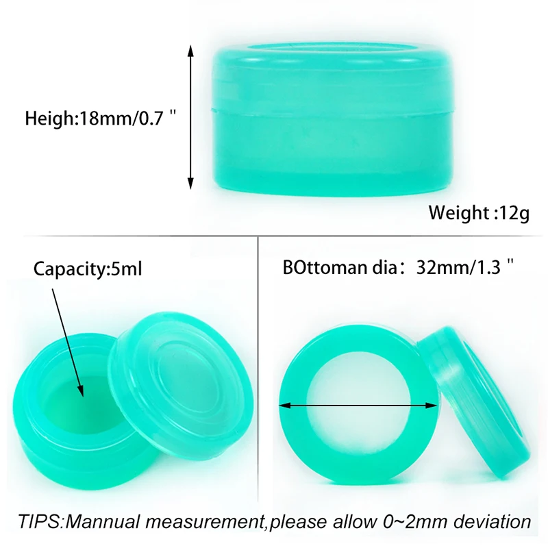 3Pcs/Lot Silicone Jar 5ml Mini Concentrate Container Storage Box