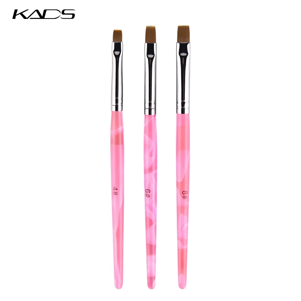 KADS No.4/6/8 Nail Brush Pen UV Gel Painting Brush Acrylic Extension Gel Polish Drawing Pen DIY Manicure Tool Pink Handle