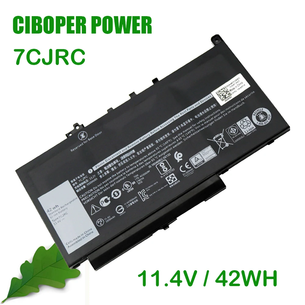 

CP Original Laptop Battery 7CJRC 11.4V 42Wh For Latitude E7270 E7470 7CJRC Notebook Built-in Battery 21X15 021X15