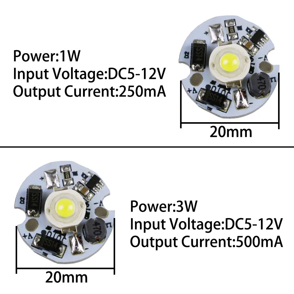 DC3-6V 5-12V 12-24V LED PCB Installed 1W 3W LED Chip SMD COB Doide Warm Natural White Red Green Blue 660nm Growlight USB Lamps