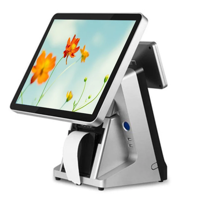 

supermarket Pos all in one 15"touch screen pos system pos terminal with VFD 80mm printer