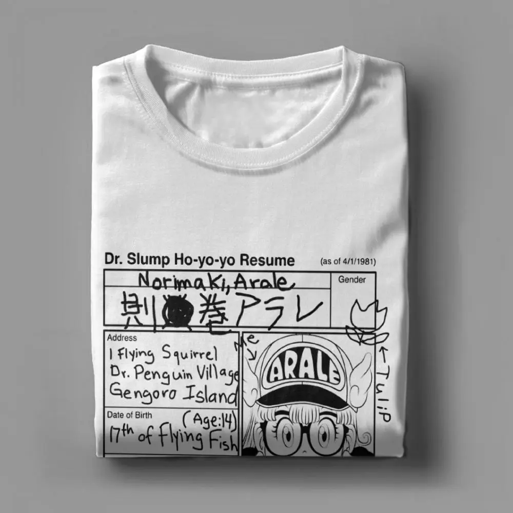 Men Little Kids Resume Arale T Shirts Dr Slump Anime Manga 90s Cute Robot 80s Cotton Tops Short Sleeve Tee Summer T-Shirt