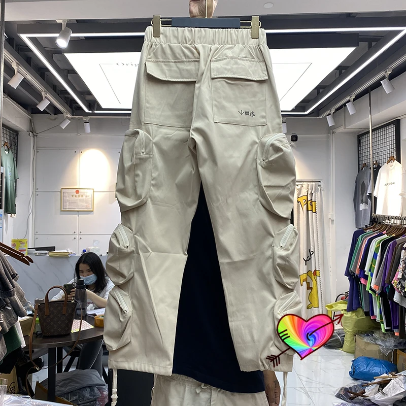 2021 3D Multiple Pockets Cargo Pants Men Women High Quality Joggers Drawstring Zipper Sweatpants Track Trousers Embroidery Mark