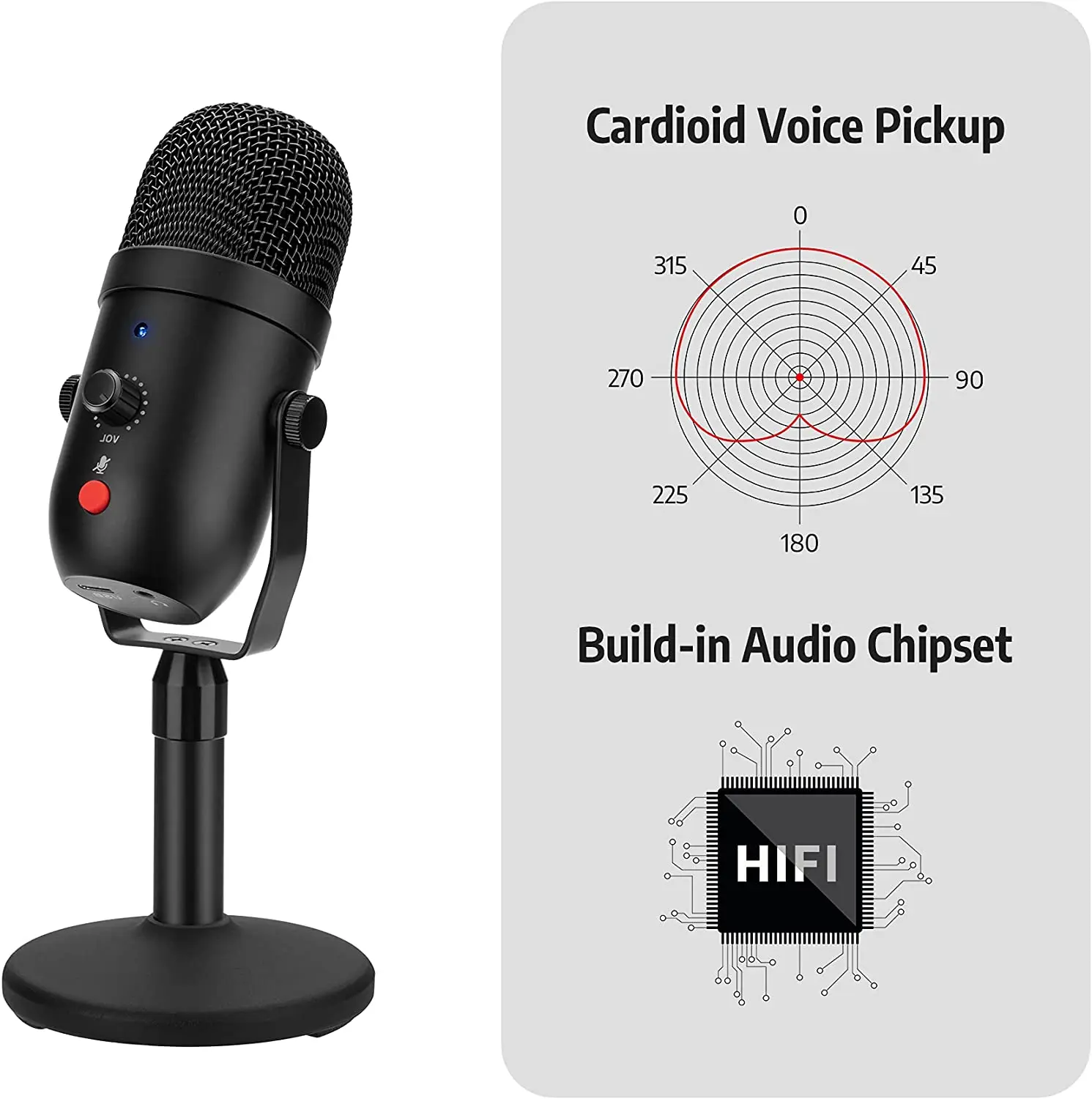 USB Microphone for Computer&Cell Phones,192KHZ/24Bit Studio Cardioid Condenser Mic Kit with Professional Sound Chipset, Meeting