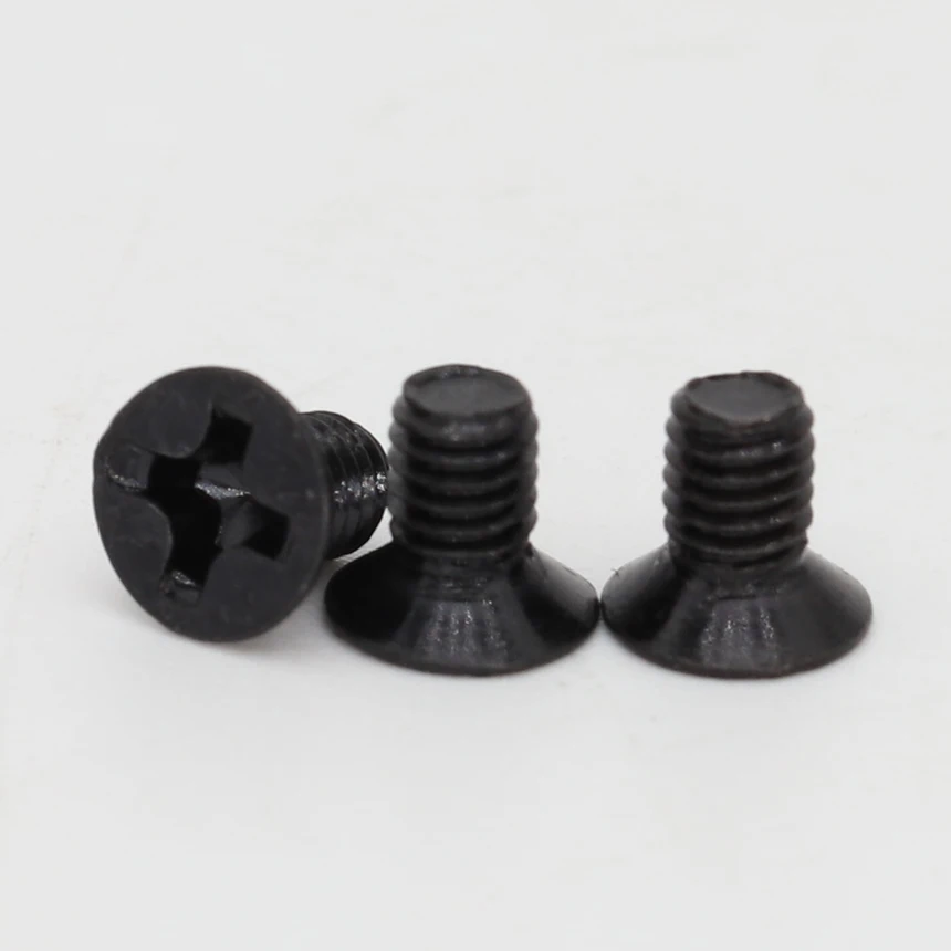 Mini tornillo de cabeza plana avellanada M2 M2 * 6/8/10/12 M2x6/8/10/12, acero al carbono negro DIN965 Phillips
