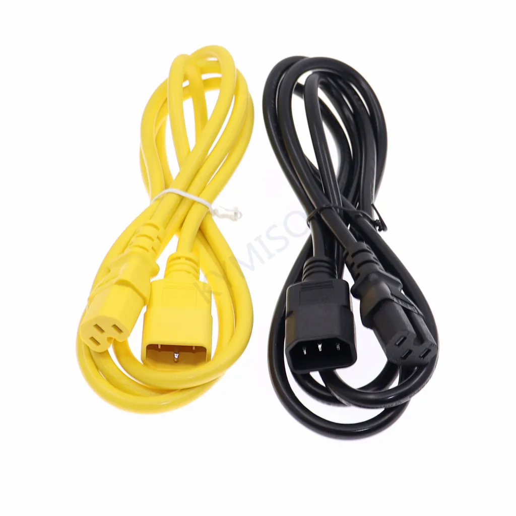 C14-C15 Power Cord, IEC 320 C14 Male To C15 Female Extension Cable 1.8m 6ft Black Yellow 10A 250V