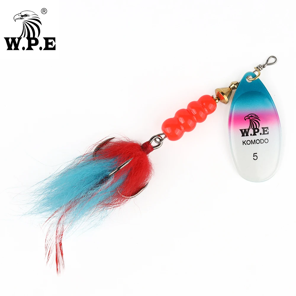 W.P.E Spinner Lure 1pcs 4#/5# 15g/22g Spoon Fishing Lure Metal Fishing Tackle Feather Bait Artificial Lure Multicolor Hard Lure