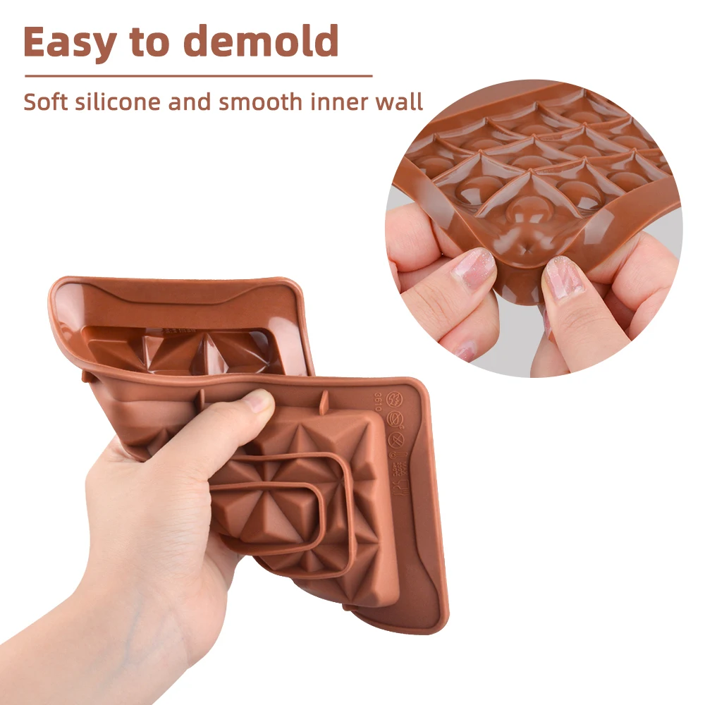 Valentine\'s Day Rose Flower Chocolate Bar Mold Cake Silicone Cookie Cupcake Molds Soap Mould DIY Rectangle Square Chocolate mold