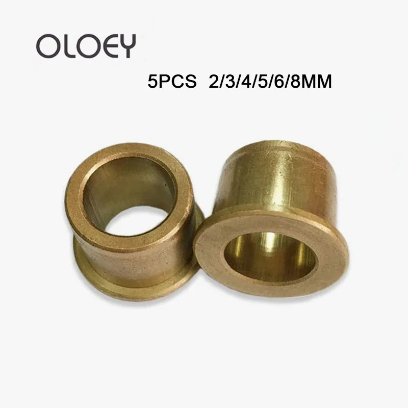 5PCS ID 2 3 4 5 6 8mm Flanging Self-Lubricating Bearing Powder Metallurgy Oil Copper Bushing Guide Sleeve with Stepped Flange