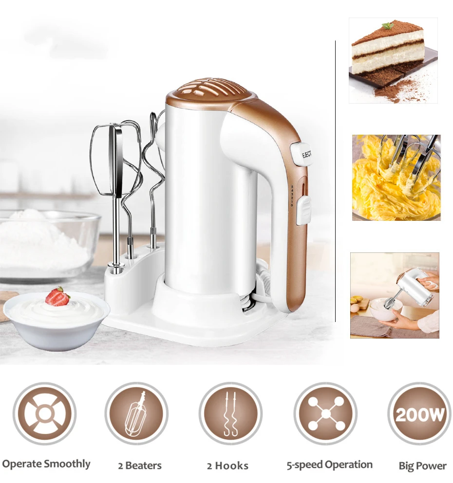 SUSWEETLIFE Eggbeater electric household baking fast mixing hand held dough beater cake beater five gear adjustment 200W