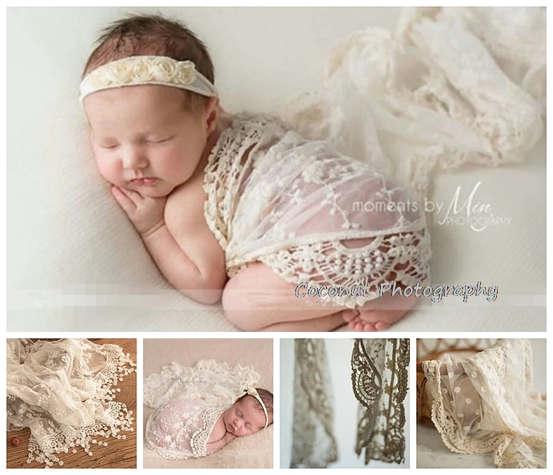 Coconut newbornPhotography props Embroidered lace sling yarn baby and children baby photo wrap cloth towel