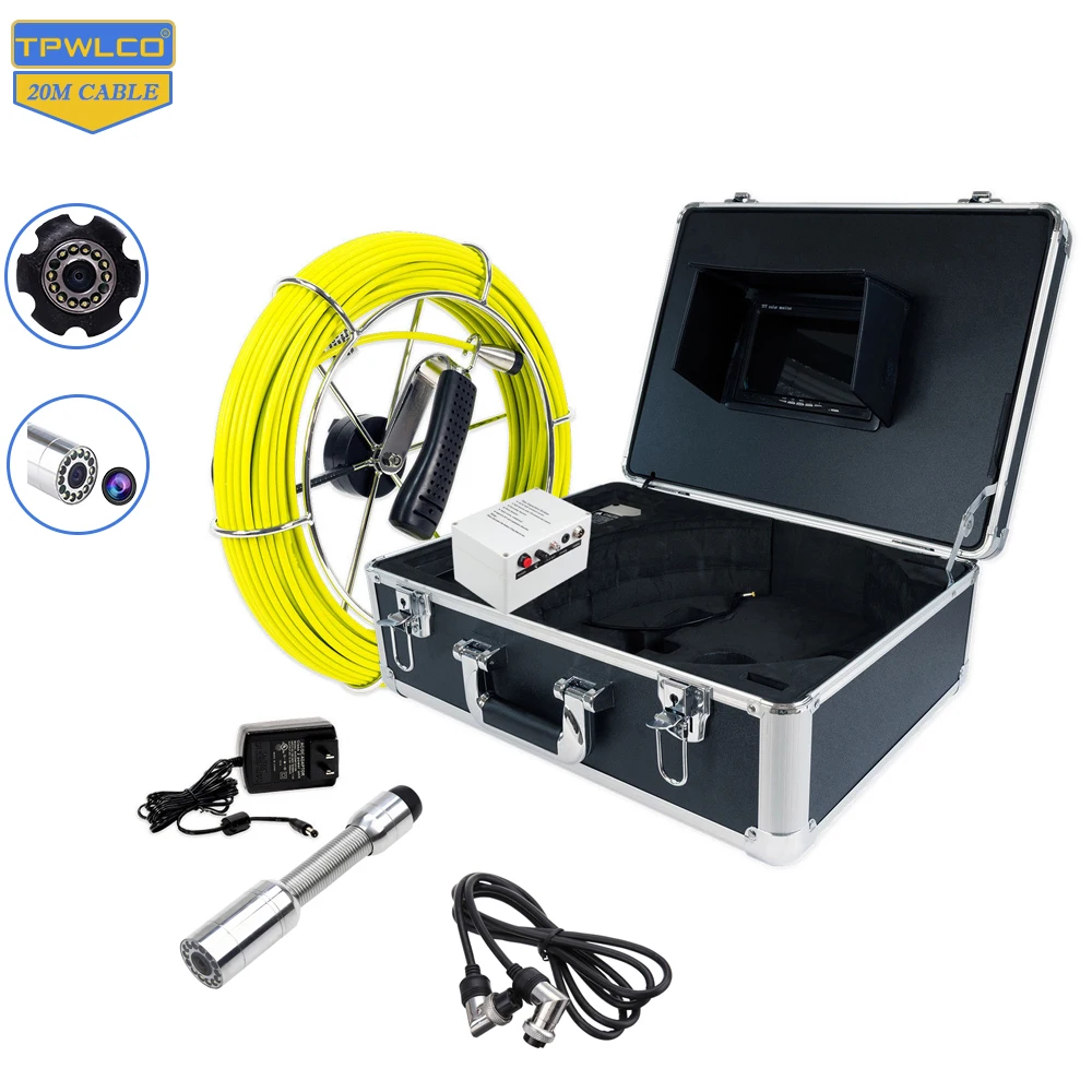 

Hot Selling Industrial Drain Sewer Inspections System Support DVR Function 23mm Lens 20m Pipe Endoscope Video Camera 7inch LCD