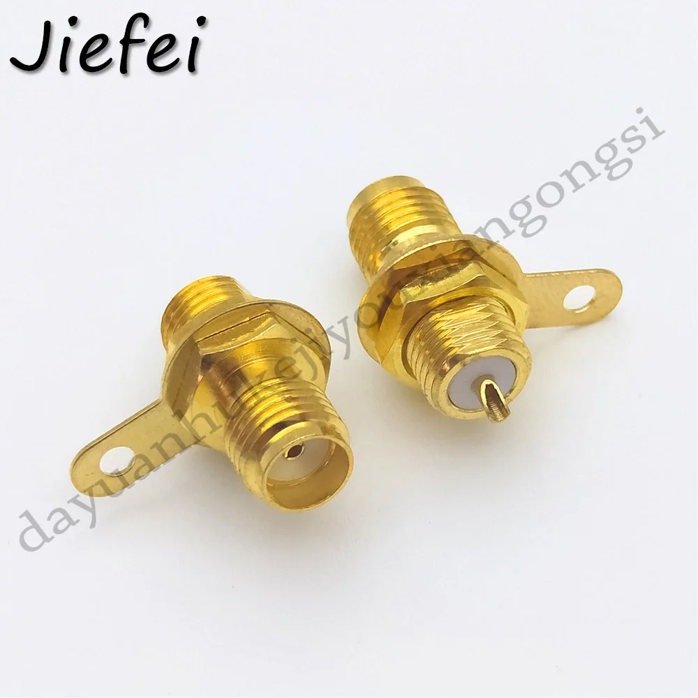 Imagem -04 - Banhado a Ouro rf Adaptador Conector Sma Feminino Panel Mount com Bulkhead Handle Solda Novo 100 Pcs