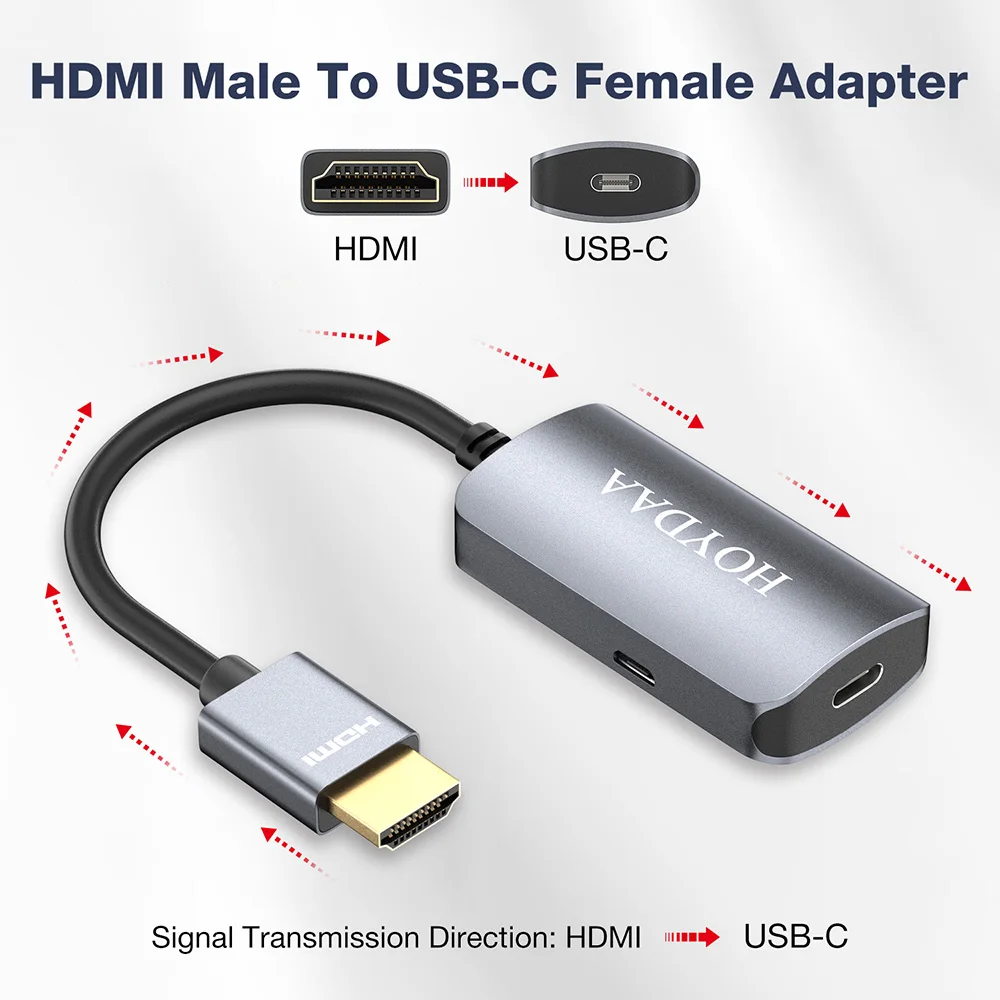 محول HDMI إلى USB C 4K@60 هرتز مدخل HDMI إلى مخرج USB C لأجهزة الكمبيوتر المحمول، ROG Ally، PS4/5، نظارات Xbox إلى AR، نظارات XR، VITURE Pro، إلخ