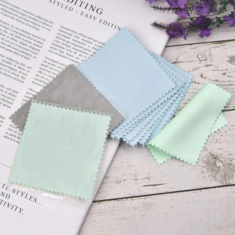 100pcs 8x8cm Polishing Cloth Jewelry Cleaning Cloths For Silver Gold Metals Keep Jewelry Shining Tools