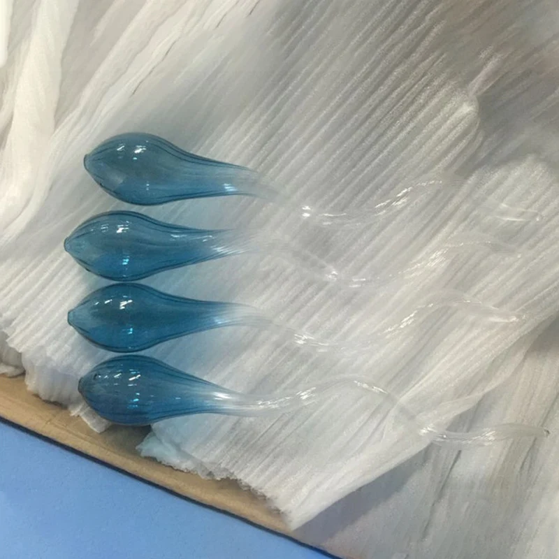 Large Blue Pendant Lamps Popular Hand Blown Glass Long Chandeliers Light LED Suspension Lamp for Hotel Hall Living Room Loft