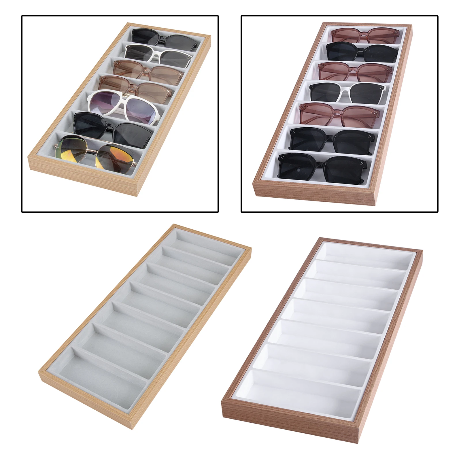 7 Slot Travel Sunglasses Organizer Collector - Wooden Eyeglasses Storage Case Box -Multiple Eyewear Holder Display