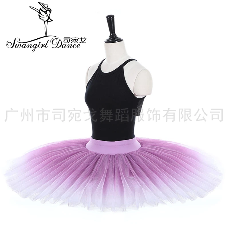 New Peach Pink Adult Professional Gradient Half Ballet Tutus Pancake Tutu Firm Tulle Practice Tutu Skirts Kid Platter BT4012