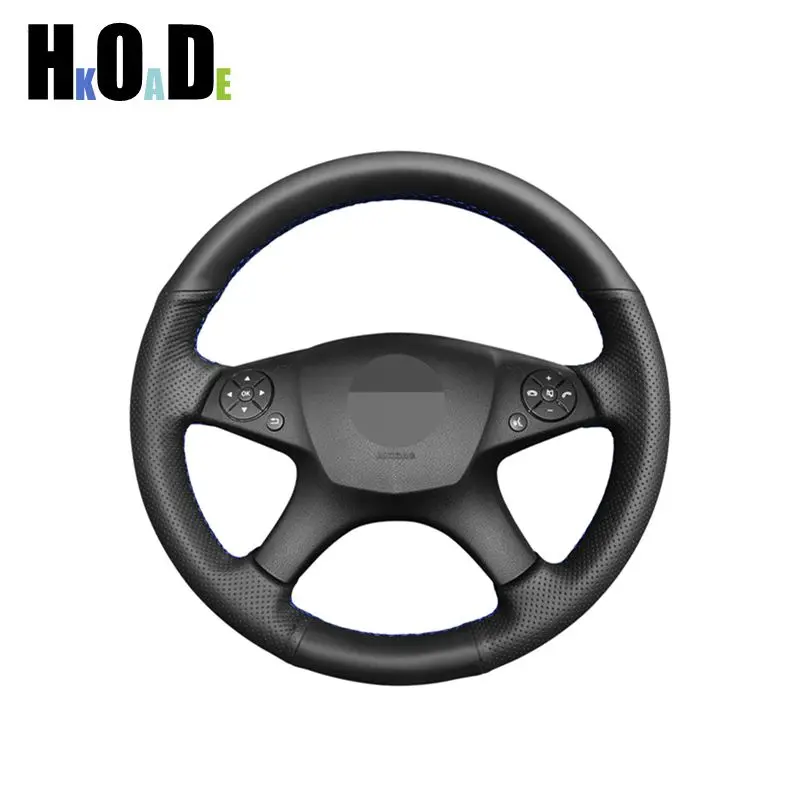 Car Steering Wheel Cover For Mercedes Benz C-Class W204 2007 - 2011interior parts Hand-stitched Black PU Artificial Leather