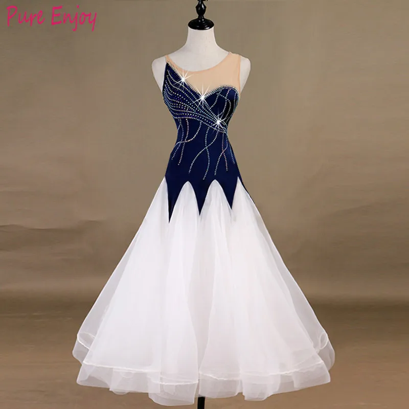 Womens ballroom dance dresses Tango standard waltz flamenco  white blue buy dress for ballroom dancing lace children