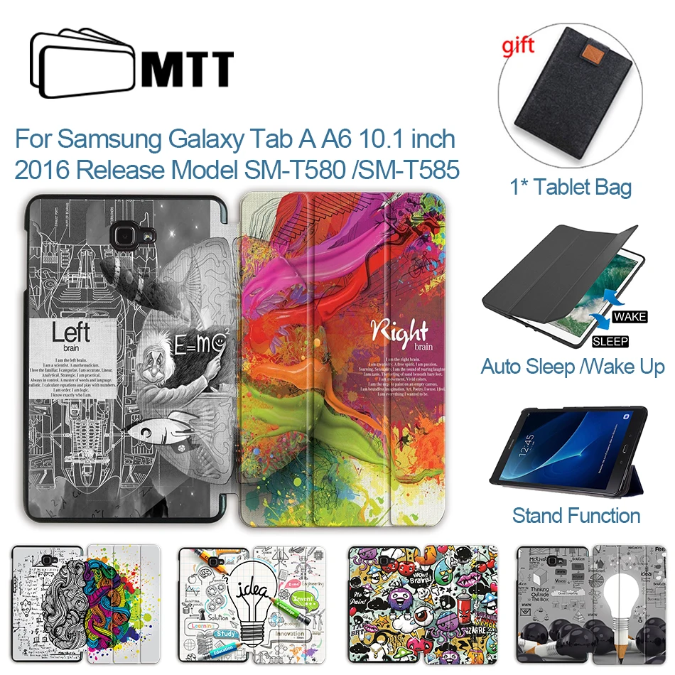 

MTT 2016, чехол для Samsung Galaxy Tab A A6, 10,1 дюймов, SM-T580, T585, искусственная кожа, Магнитный флип-чехол с подставкой, умный чехол для планшета