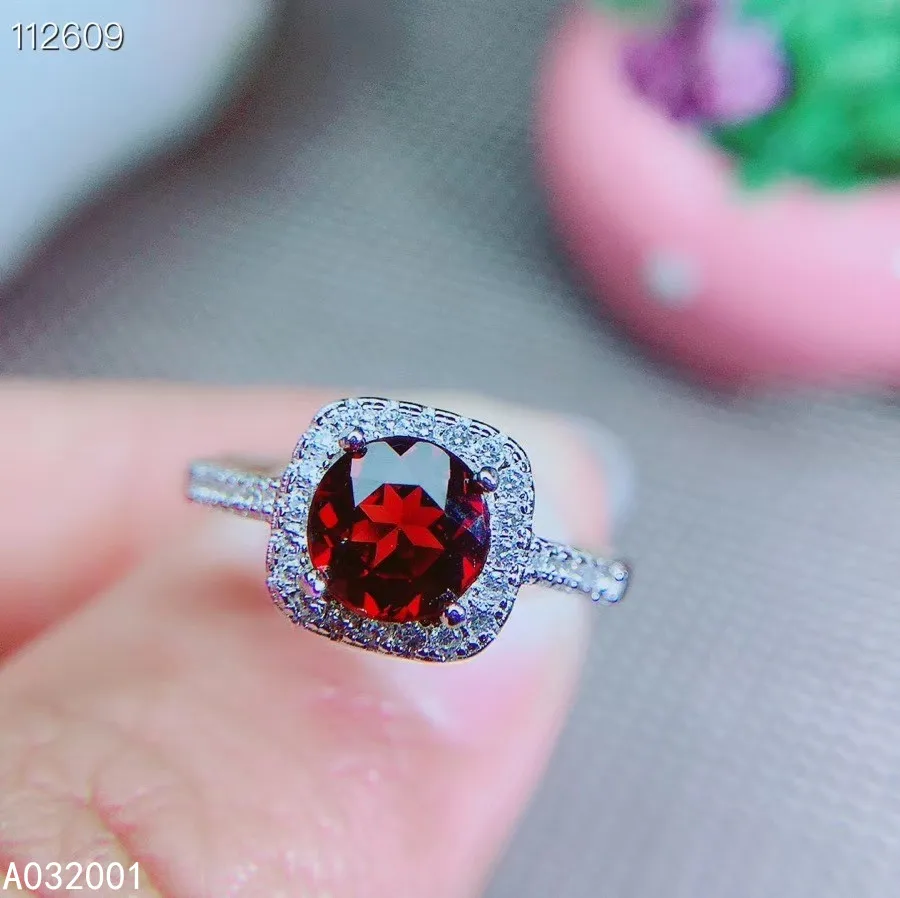 

KJJEAXCMY fine jewelry natural garnet 925 sterling silver adjustable gemstone women ring support test popular trendy