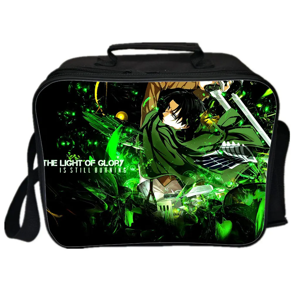 Attack On Titan Lunchbox Bag Cartoon Print Shoulder Handbag Bag Casual School Students Fashion Snacks Picnic Bags