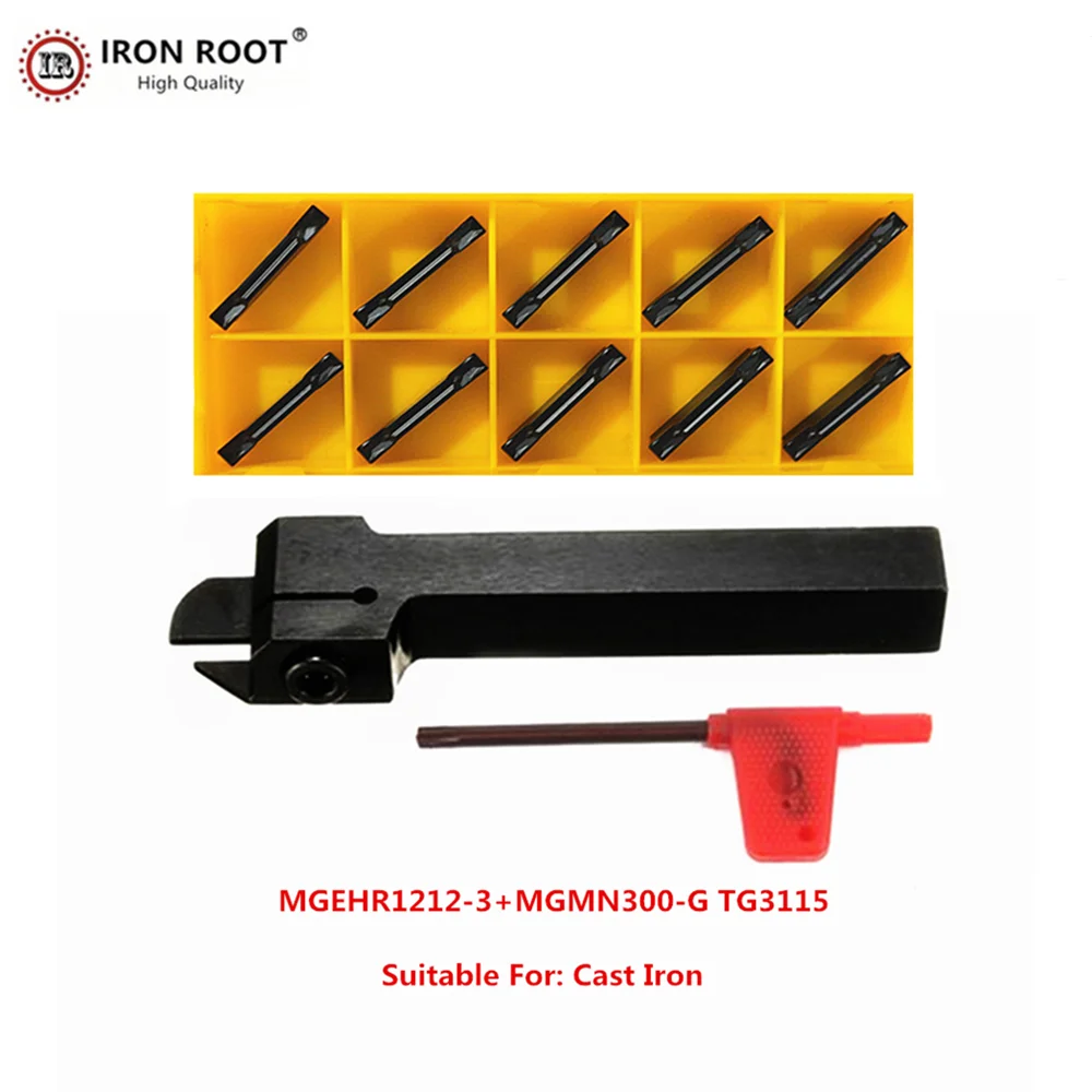 1P MGEHR1212-3 / MGEHL1212-3 Grooving Tool Holder + 10P MGMN300 Carbide Grooving Insert - CNC Metal Lathe Tool Kit