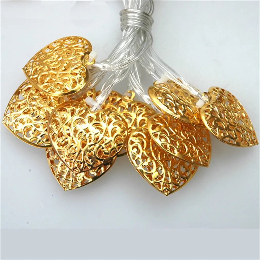 Il più nuovo 20 LED dorato a forma di cuore scintillante fata String Light Christmas Party Garden