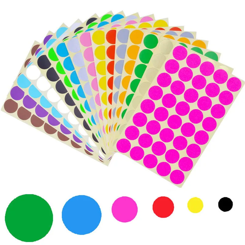 6/8/10/13/19/25mm  Colorful Empty Papers Sticker for Glass Essential Oil Bottle Cap Lid Labels Blank Round Circles Stickers