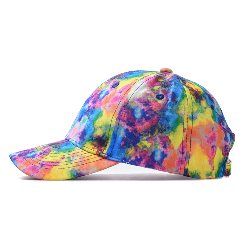 New Fashion Women Tie Dye Cap Multicolor Irregular Print Baseball Cap Female Outdoor Streetwear Summer Caps Hats