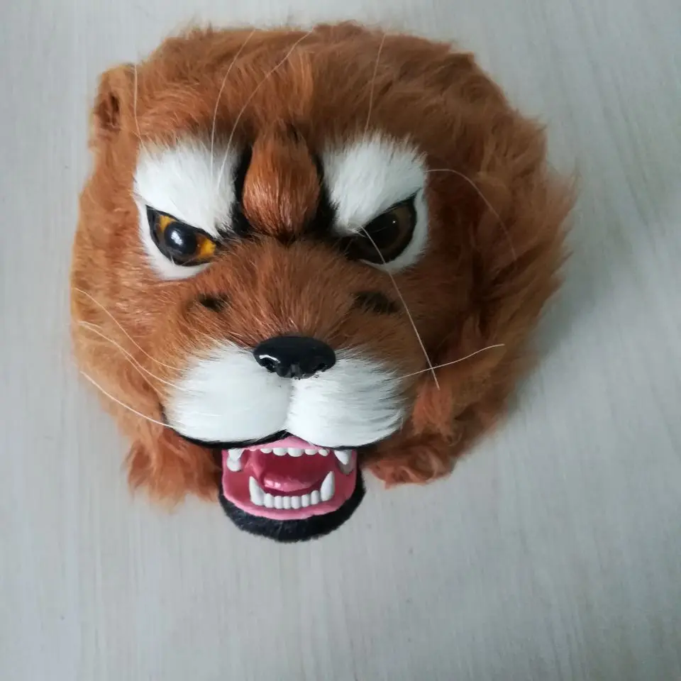 simulation lion head about 22x20cm hard model plastic&furs lion wall pandent handicraft home decoration toy gift w7019