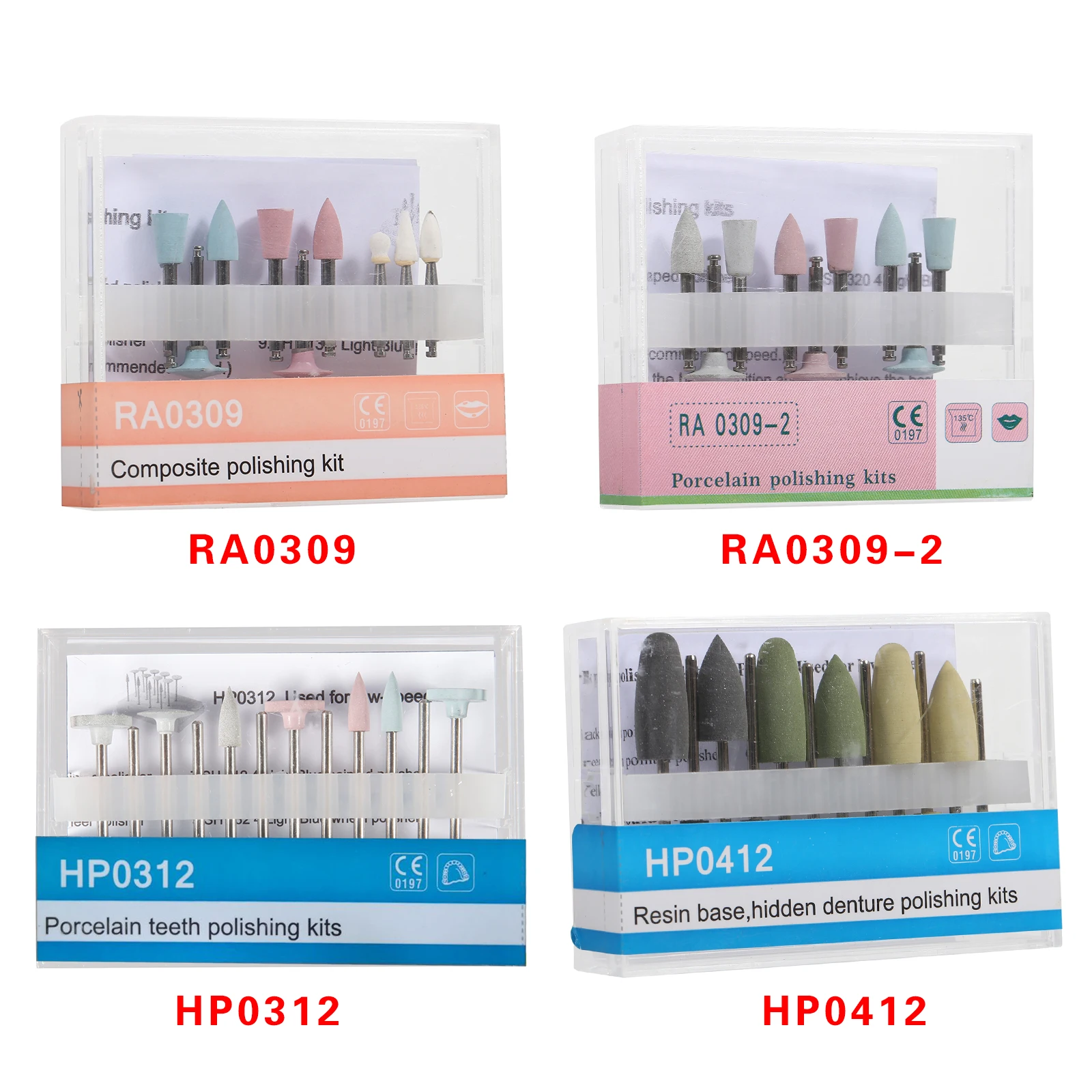 

4Type Dental Lab Dentist Equipment Teeth Composite Polisher Polishing Kit RA /HP 2.35MM Low-speed Burs Drills Mixed High Quality