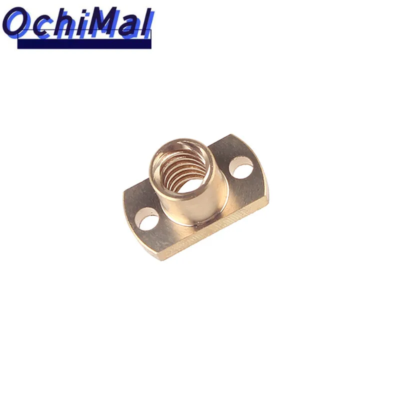 T8 Lead Screw H Nut Flange Brass Nut Pitch 1mm/2mm Lead1/2/4/8/10/12mm/14 Mm Trapezoidal Lead Screw Nut For CNC 3D Printer Parts