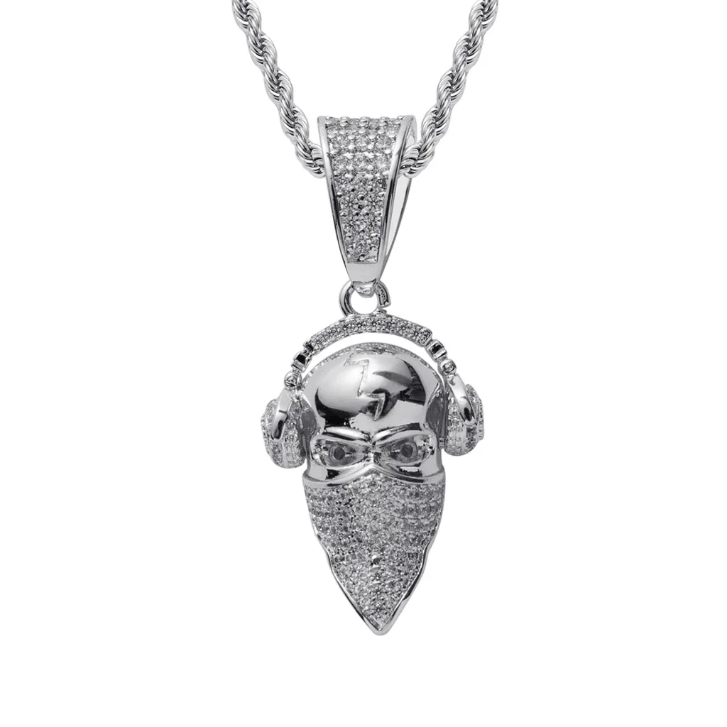 

D J MAN Iced Out Bling Bling Pendant Necklace Mirco Pave Prong Setting Men Women Female Male Fashion Hip Hop Jewelry BP129
