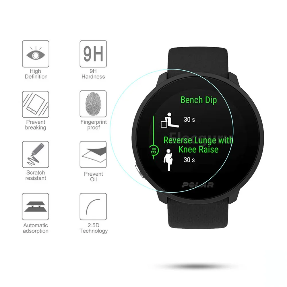 فيلم زجاجي مقوى لساعة اللياقة ، واقي شاشة شفاف ، مضاد للكسر ، مقاوم للخدش ، 3 قطعة