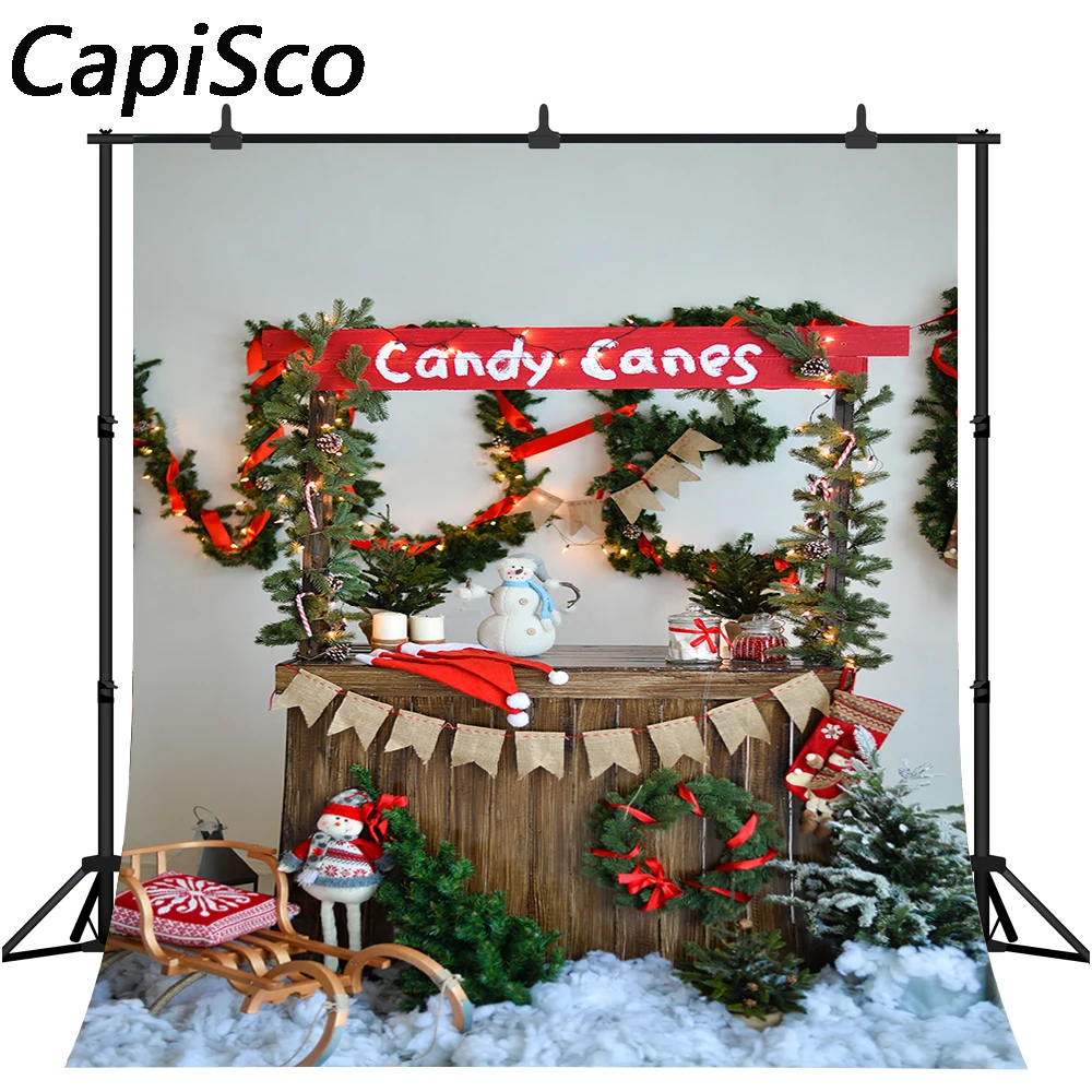 Capisco عيد الميلاد بينس فروع ديكور الحلوى قصب الطفل التصوير الخلفيات الفينيل مخصص صور الخلفيات ل استوديو الصور