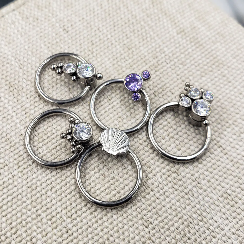 16G Implant Grade ASTM F136  Titanium Captive Bead Ring CZ Earrings Body Jewelry for Septum Daith Cartilage Conch Piercings
