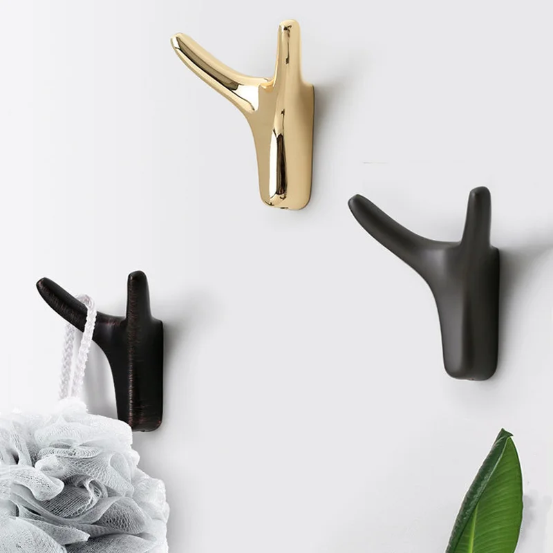 Gold Wall Hooks for Bathroom Kitchen Keys Coat  Robe Towel Hook Hanger Zinc Black Small Hook Bathroom Hardware