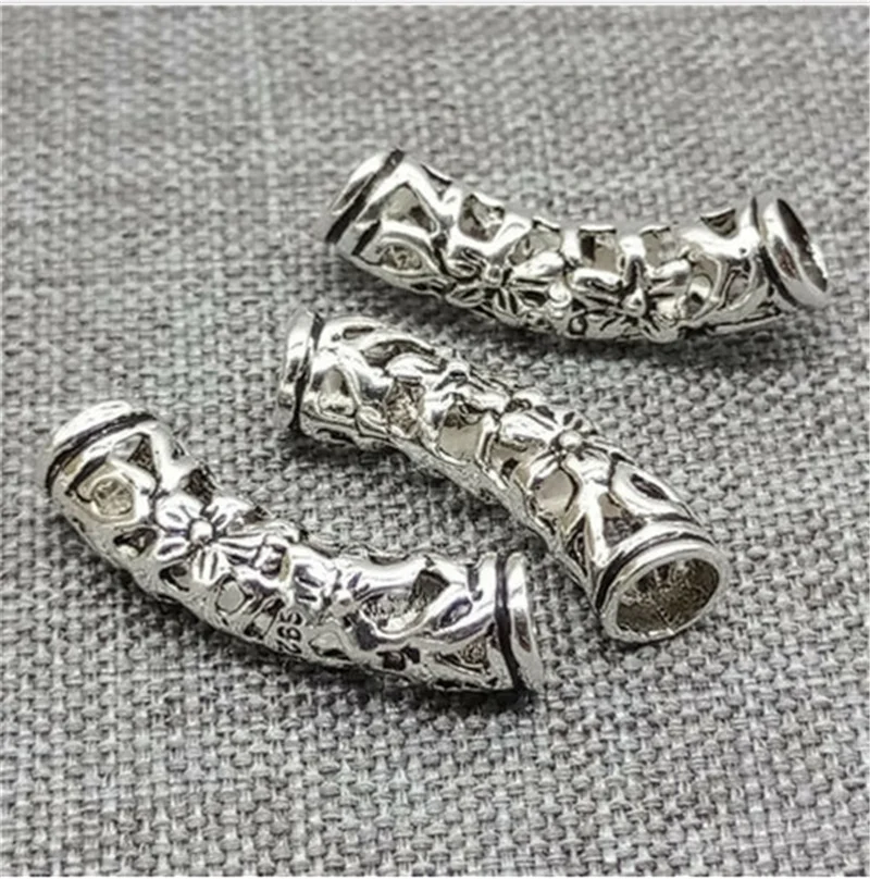 

10pcs of 925 Sterling Silver Hollow Flower Curved Curve Tube Beads