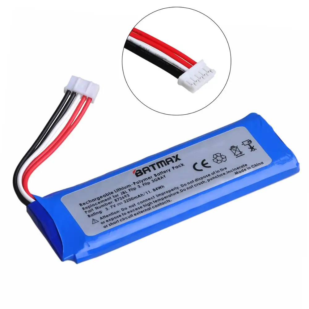 3.7v 3200mAh GSP872693 Battery for JBL Flip 3 JBLFLIP3GRAY GSP872693