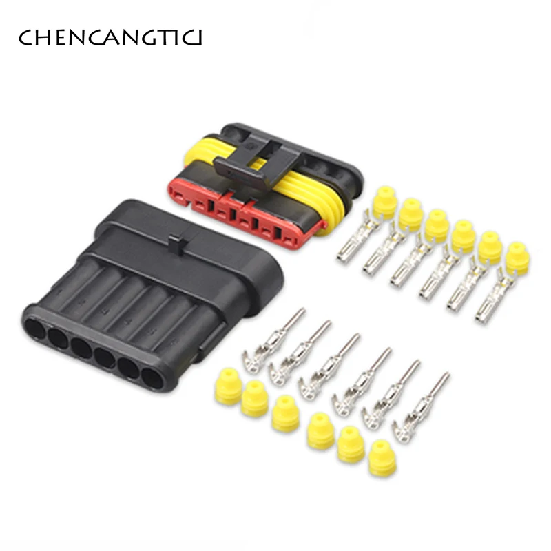 Conector eléctrico AMP Super Seal para coche, lámpara de xenón impermeable automotriz, enchufe macho y hembra, 1 Juego, 2, 3, 4, 5, 6 pines