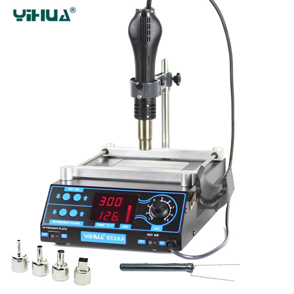 YIHUA853AA High power ESD BGA rework station PCB preheat and desoldering IR preheating station rapid heat 2in1 soldering station