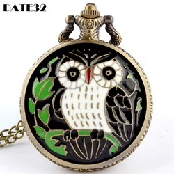 Antique Owl Bird Quartz Pocket Watch Men Women Kids Necklace Printing Cute Pendant Fob Chain Steampunk Pendant Clock Wholesale