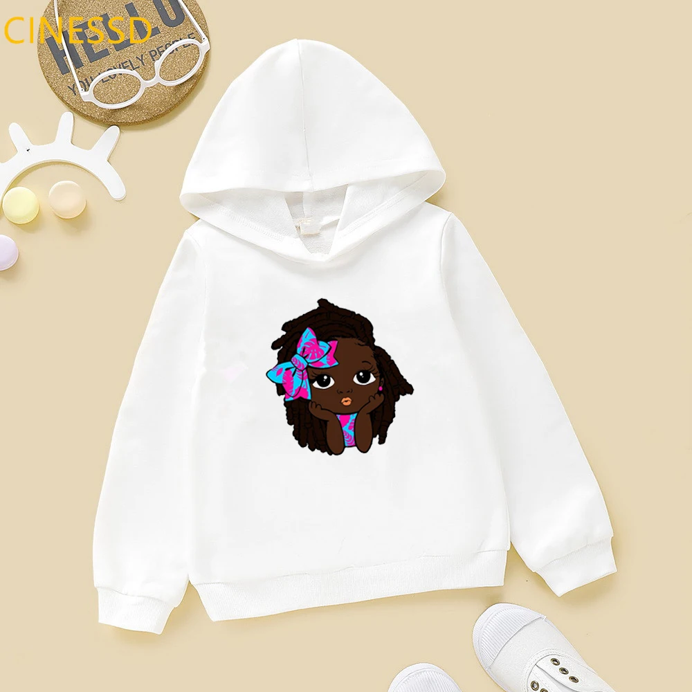 Nothing Can Stop Me 2020 Christmas Funny Little Melanin Black Girl Winter Clothes Plus Velvet Streetwear Child Xmas Gift Hoodie