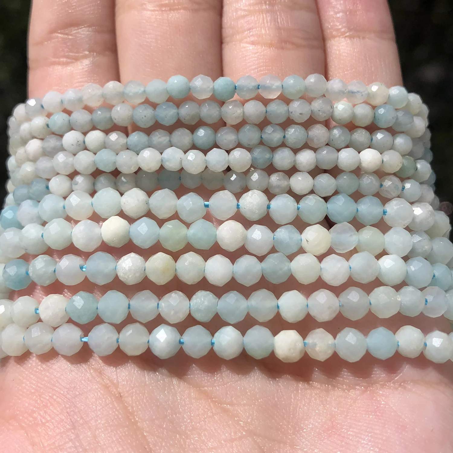 Natürlicher blauer Saphir, rund, facettiert, lose Spacer, winzige Perlen, DIY-Armband, Ohrring, Charms für die Schmuckherstellung, 38,1 cm, 2/3/4 mm – Detail 4